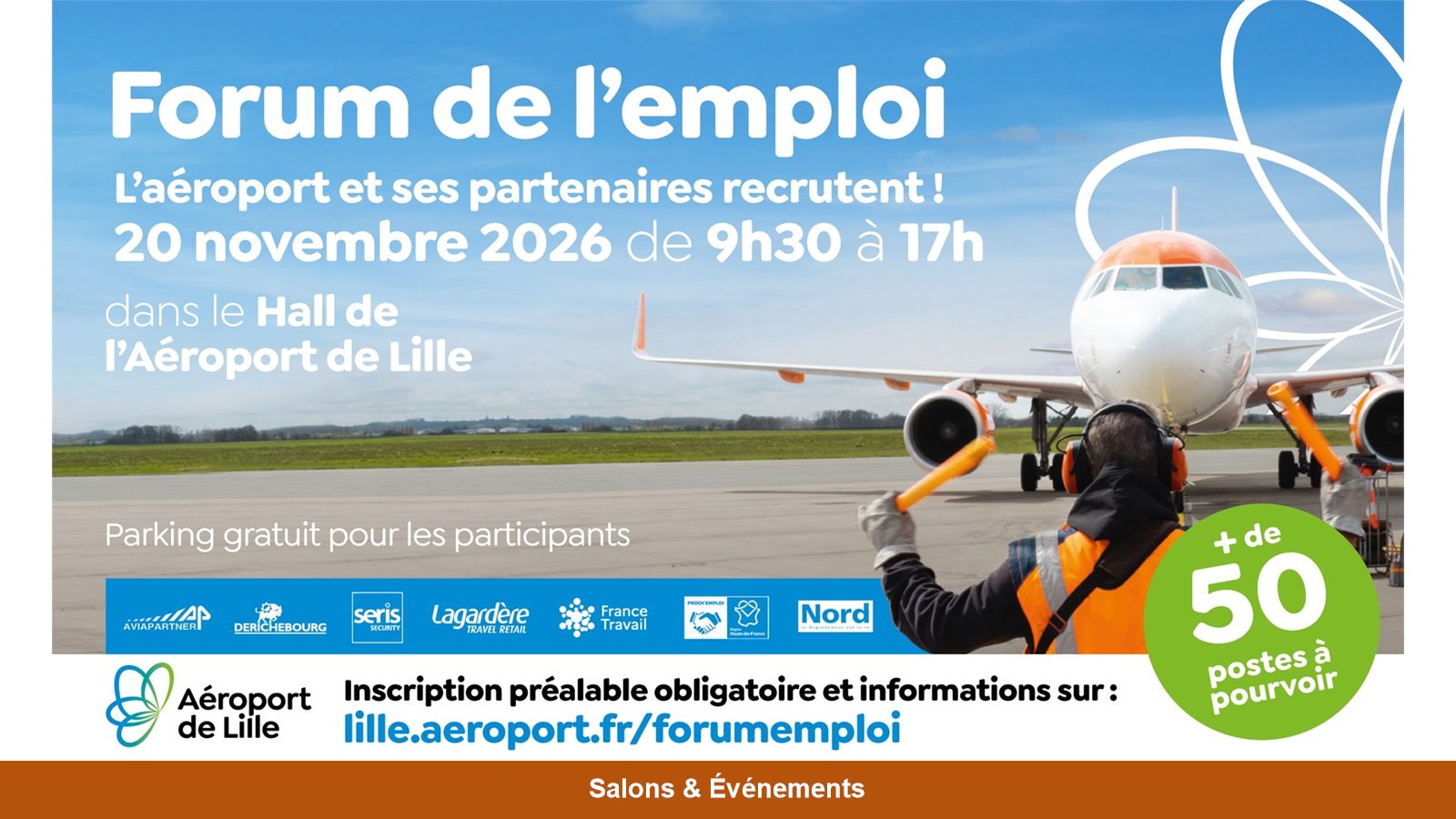 Aéroport de Lille : forum emploi le 20 novembre 2026, 50 postes pour 2027